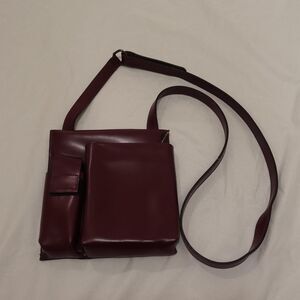 Vintage burgundy Italian leather crossbody purse from Emil Vera Pelle